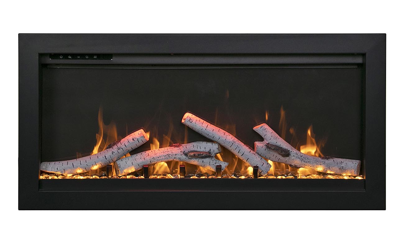 Remii Smart 100" Basic Clean-Face Built In Electric Fireplace with Clear Media and Black Steel Surround