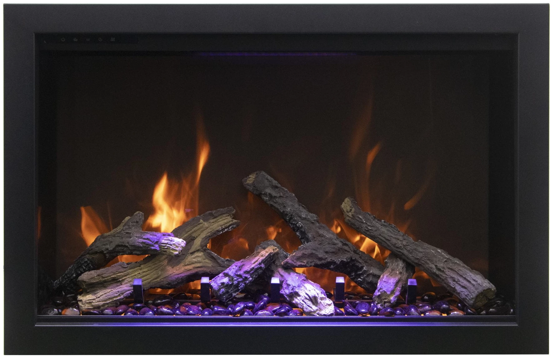 Remii Smart 26” Fireplace – includes a steel trim, glass inlay, 10 piece log set with remote and cord