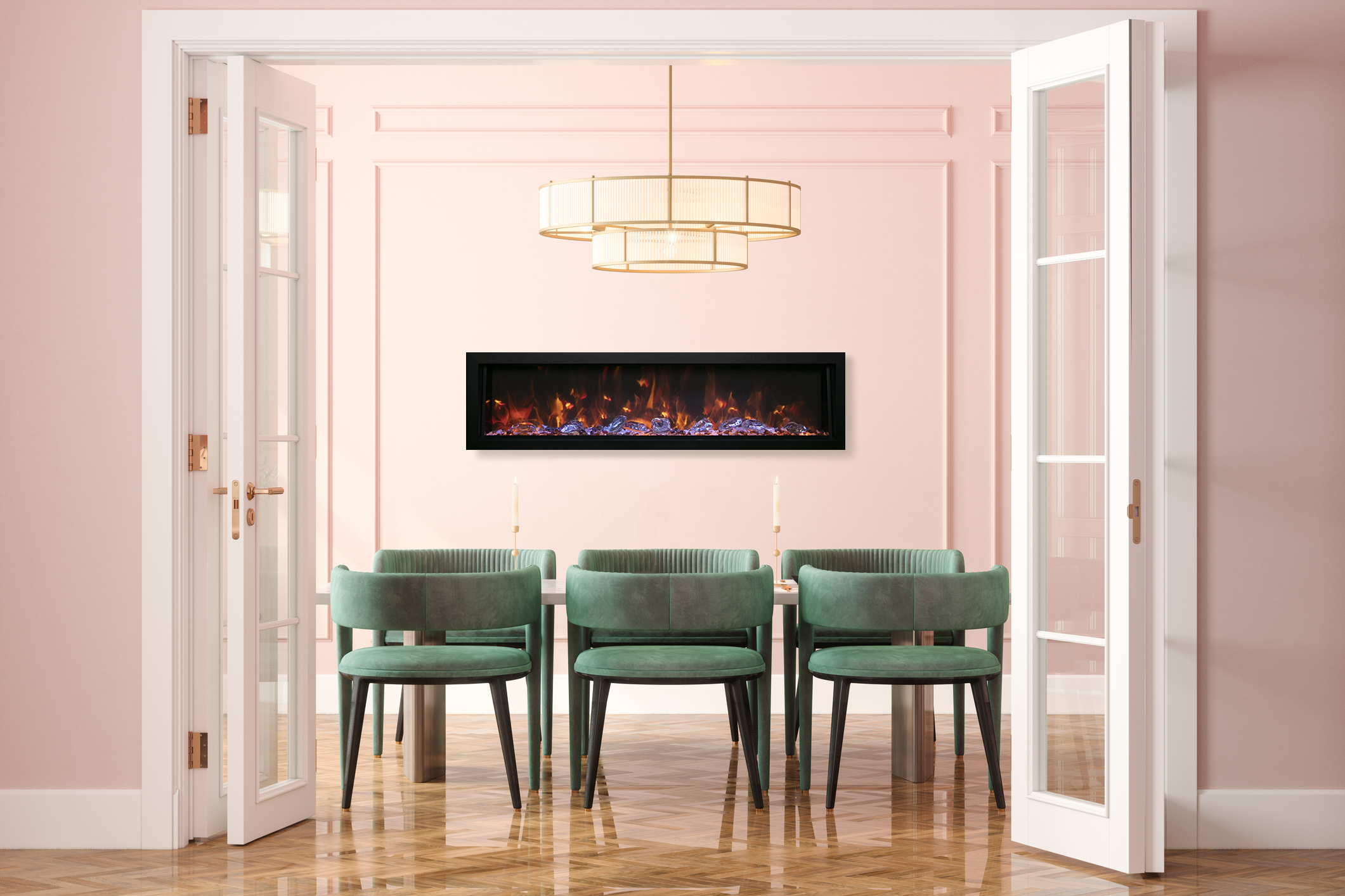 Remii 55" Deep Indoor or Outdoor Electric Built-in only with black steel surround